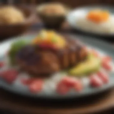 Taste of Hawaii's Culinary Delights Close-up of a traditional Hawaiian dish highlighting local cuisine