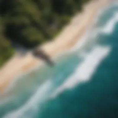 Aerial view of a Hawaiian beach with crystal clear water