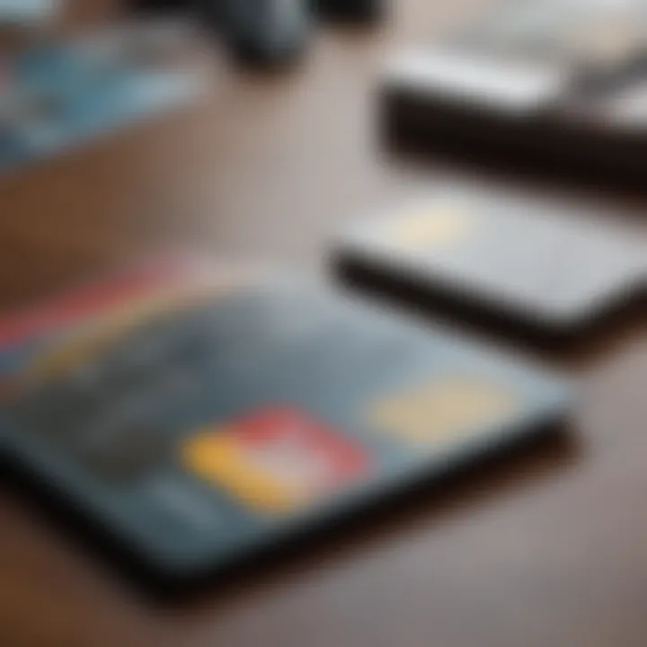 Diverse credit card types displayed on a table