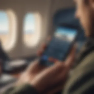 Traveler Booking a Flight A traveler using a smartphone to book a flight, illustrating modern travel convenience.