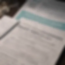 Close-up of health insurance documents organized for clarity