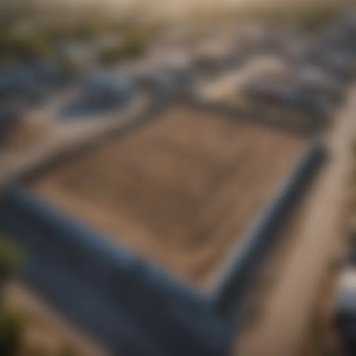 Aerial view of an empty lot with potential for development