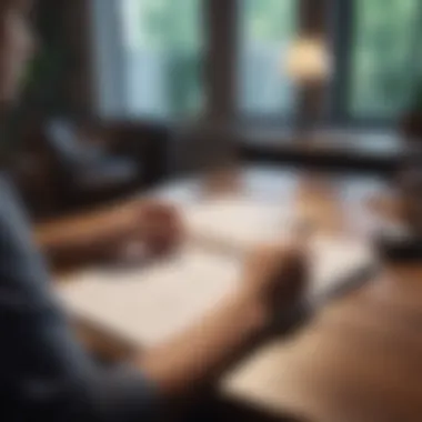 A serene scene of a person reviewing a financial plan with a notebook