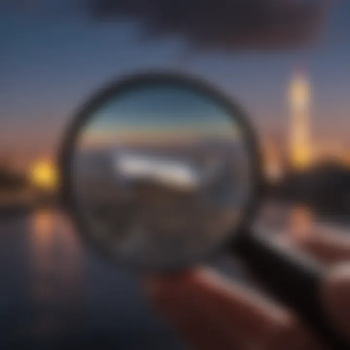 A magnifying glass focusing on a hidden airfare deal