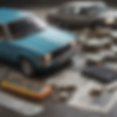 Financial Implications of Driving Uninsured Financial calculator with bills and a car