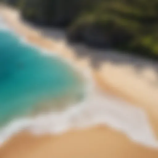 Aerial view of a Hawaiian beach with turquoise waters and golden sands