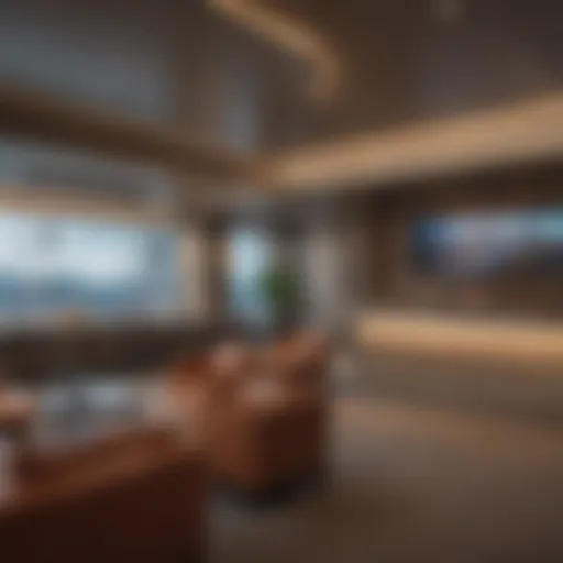 Elegant United Club lounge interior showcasing premium amenities.