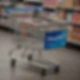 A PayPal prepaid card displayed alongside a shopping cart at Walmart