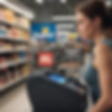 A person using a PayPal prepaid card at a Walmart self-checkout