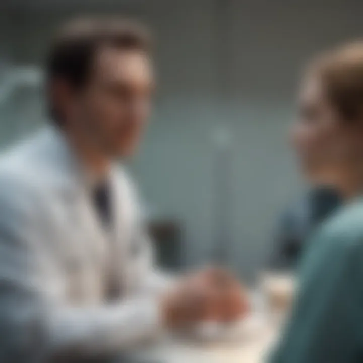 A person discussing with a medical professional at a clinic